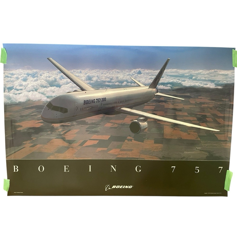 Rare‎ Vintage Boeing 757-300 Jet Airplane in Flight Picture Poster 1998